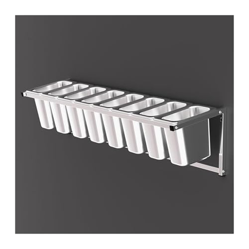Juego de especias de acero inoxidable montado en la pared con contenedores extraíbles, estante organizador de condimentos compacto para cocina, restaurante y bufé, diseño triangular duradero que