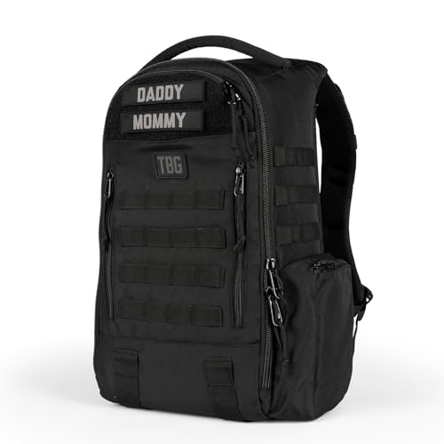 Image of Tactical Baby Gear Daypack Tactical Diaper Bag Backpack for Dads - MOLLE compatible, Built-in Changing Mat, Stroller Straps (Black 4th Gen)