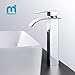 Produktbild MEHOOM Wasserhahn für Badezimmer, hoch, Waschbecken, Wasserfall, Armatur für Spüle, Armatur, flacher Auslauf, rechteckig, kaltes und warmes Wasser, moderner Stil, verchromt