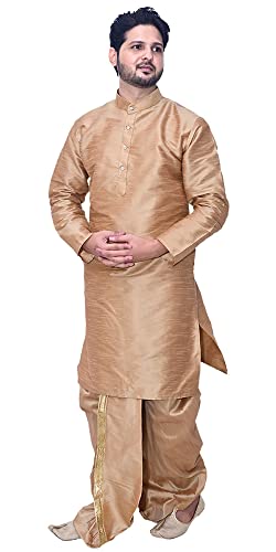 Image of Om Shubh Mangalam Men's Dupion Silk Fancy Dhoti Kurta Set