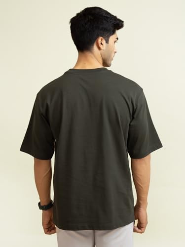 Image of DAMENSCH Statement Solid Oversized T Shirt for Men, Heavyweight, Anti-Pilling, Stylish, Relaxed Fit T Shirt for Men Cotton