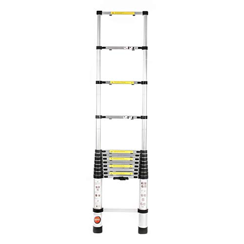 Image of Bigapple Aluminium Folding Step Ladder Portable and Compact 10-Step Telescopic 2.9m Foladable for Household and Outdoor Purpose, Multicolor, 150Kg Loading