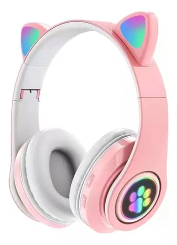 Fone De Ouvido Com Orelha de Gatinho Infantil Headphone Bluetooth com Luzes RGB para crianças tamanh