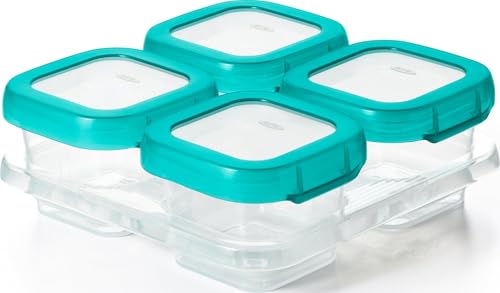 Image of OXO Tot Baby Blocks Freezer Storage Containers Teal (4 Oz)