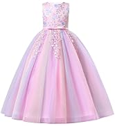 IDOPIP Sequin Flower Girl Lace Dress for Kids Wedding Pageant Party Formal Long Gown Princess Fir...