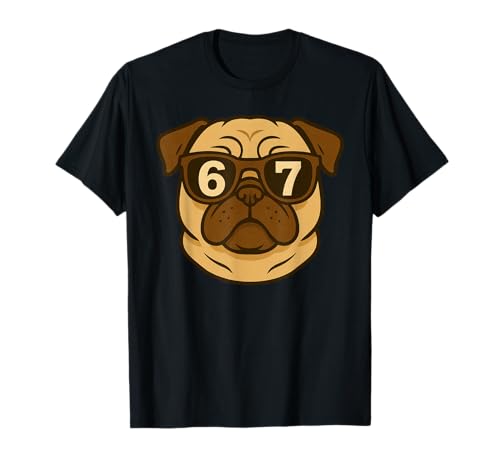 Funny Dog Pug Sunglasses 67 Six Seven Meme T-Shirt