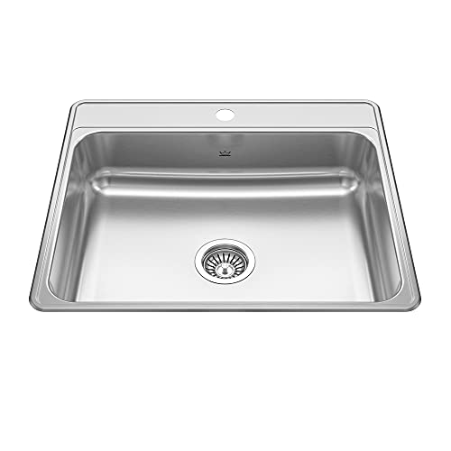 Kindred CSLA2522-7-1N Creemore 25-in LR x 22-in FB x 7-in DP Drop In Single Bowl 1-Hole Stainless Steel Kitchen Sink, 25" x 22" by Kindred - Used condition - US$59.58