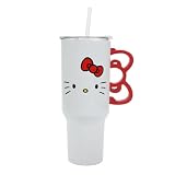 Bioworld Hello Kitty 40 Oz Stainless Steel Tumbler With Sculpted Bow Handle