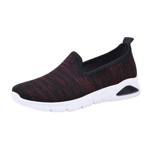 Genérico Zapatos de Mujer con Horma Ancha Bambas de Mujer Zapatos para Mujer, Zapatillas de Deporte Tejidas Transpirables para Caminar, sin Cordones, de, con Botas Deportivas Mujer Zapatos (Red, 38)