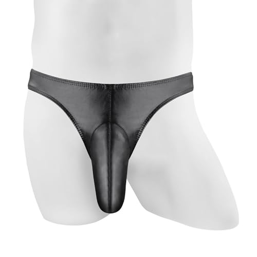 Men's Fashion Sretch G-string PU Lether T Back Micro Thong Sexy Elephant Trunk Buttock Lift Underwear Erotic Briefs2