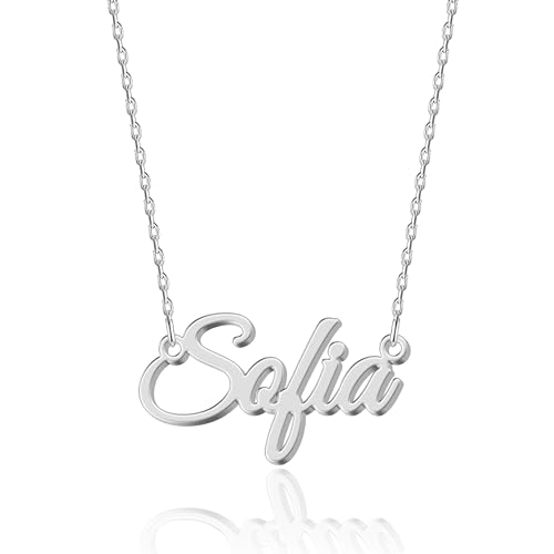 UMAGICBOX Collar de Plata Personalizado con Nombre Sofia - Colgante de Acero Inoxidable Grabado a Medida para Mujeres - Regalo para Cumpleaños, Aniversarios, Graduaciones y Día de San Valentín