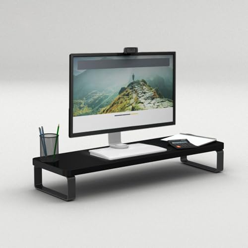 Image of flux Monitor Stand Wooden Monitor Riser PC Stand for Desktop Table with Heavy Metal Hold, Non-Slip, Engineered Wood and Metal in Black Wenge [DO IT YOURSELF (DIY)]