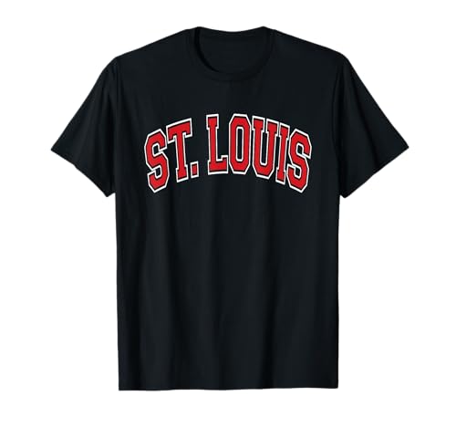 St. Louis Text Red with White Outline T-Shirt