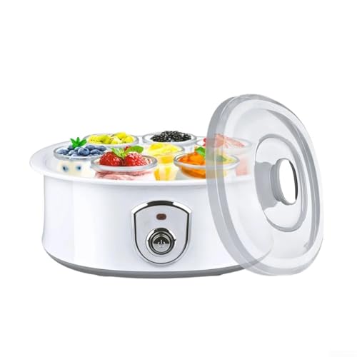 Filteilect Home Máquina eléctrica de yogur de 1,5 L de capacidad, con 7 tazas de vidrio para yogur griego, helado, batidos, helados, helados, postres (A)