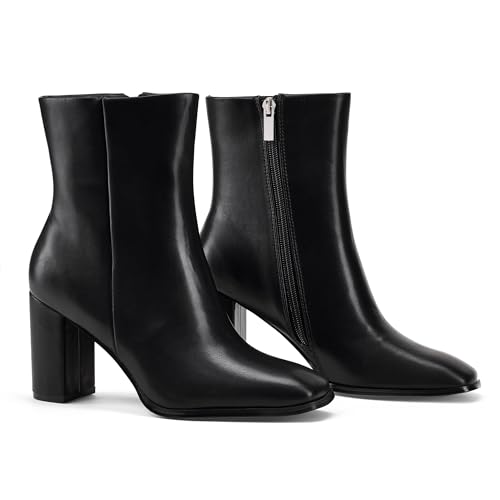Elisabet Tang Women Ankle Boots Inch Chunky Heel Side Zipper