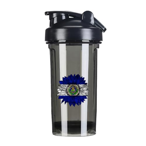 Vintage Sunflower El Salvadorean Flag 18 Ounce Shaker Bottle Drink Mixer Leak-proof Pre Workout Protein Shakes Meal Replacement Shakes Bottles 500ML/18 Oz Black