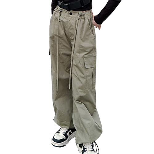 Girls Parachute Pants Y2K Cargo Baggy Joggers Track Pants Kids Trousers with Pockets 6-14 Years2