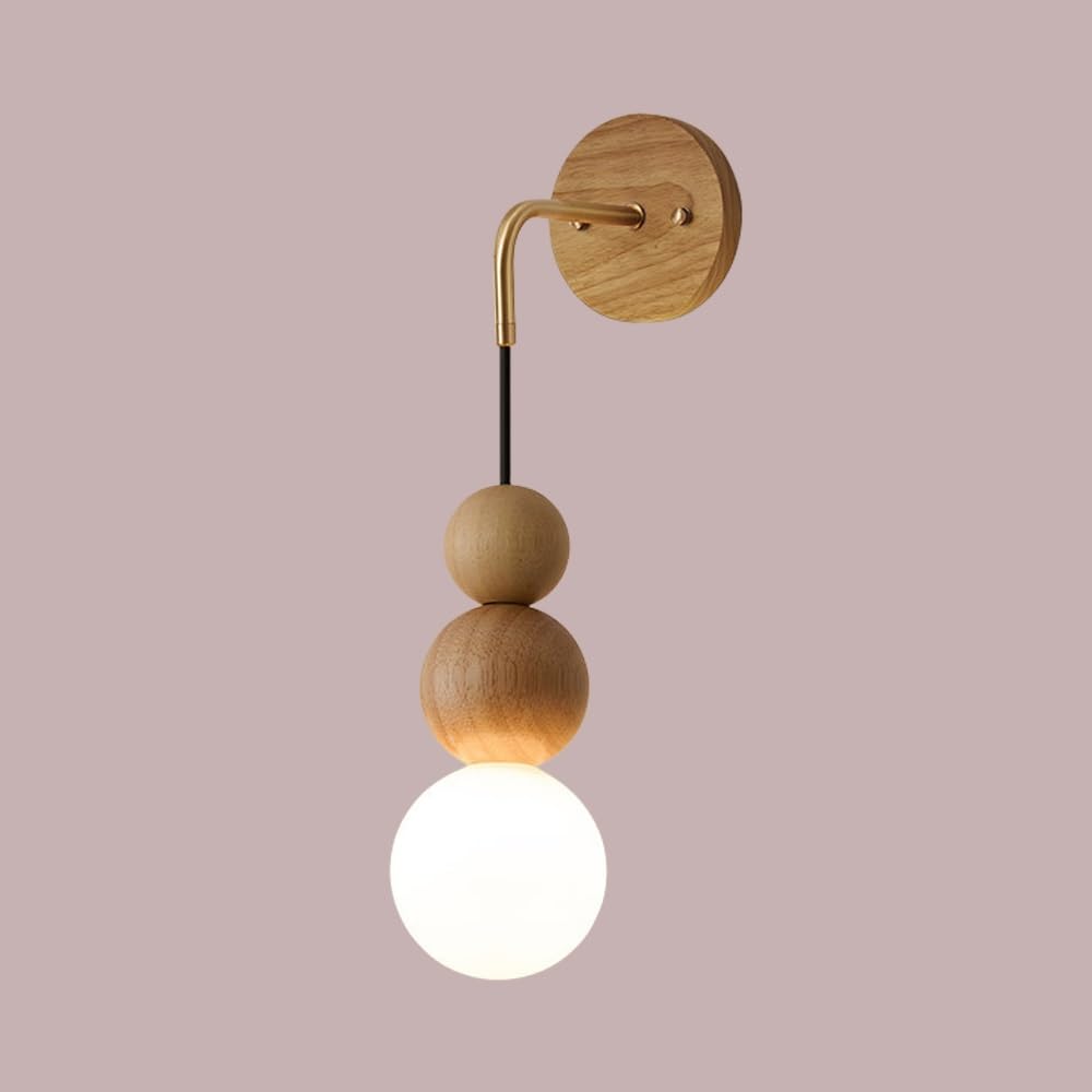 Lampada Da Parete Nordica Moderna, Regolabile, In Legno Massello E Ottone