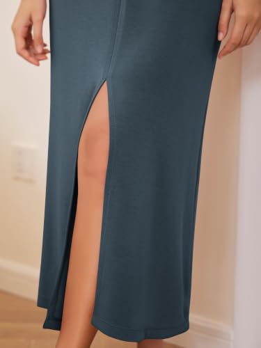 Image of ODODOS Modal Soft Front Split Midi Dress for Women, V Neck Sleeveless Casual Summer Tank Dress