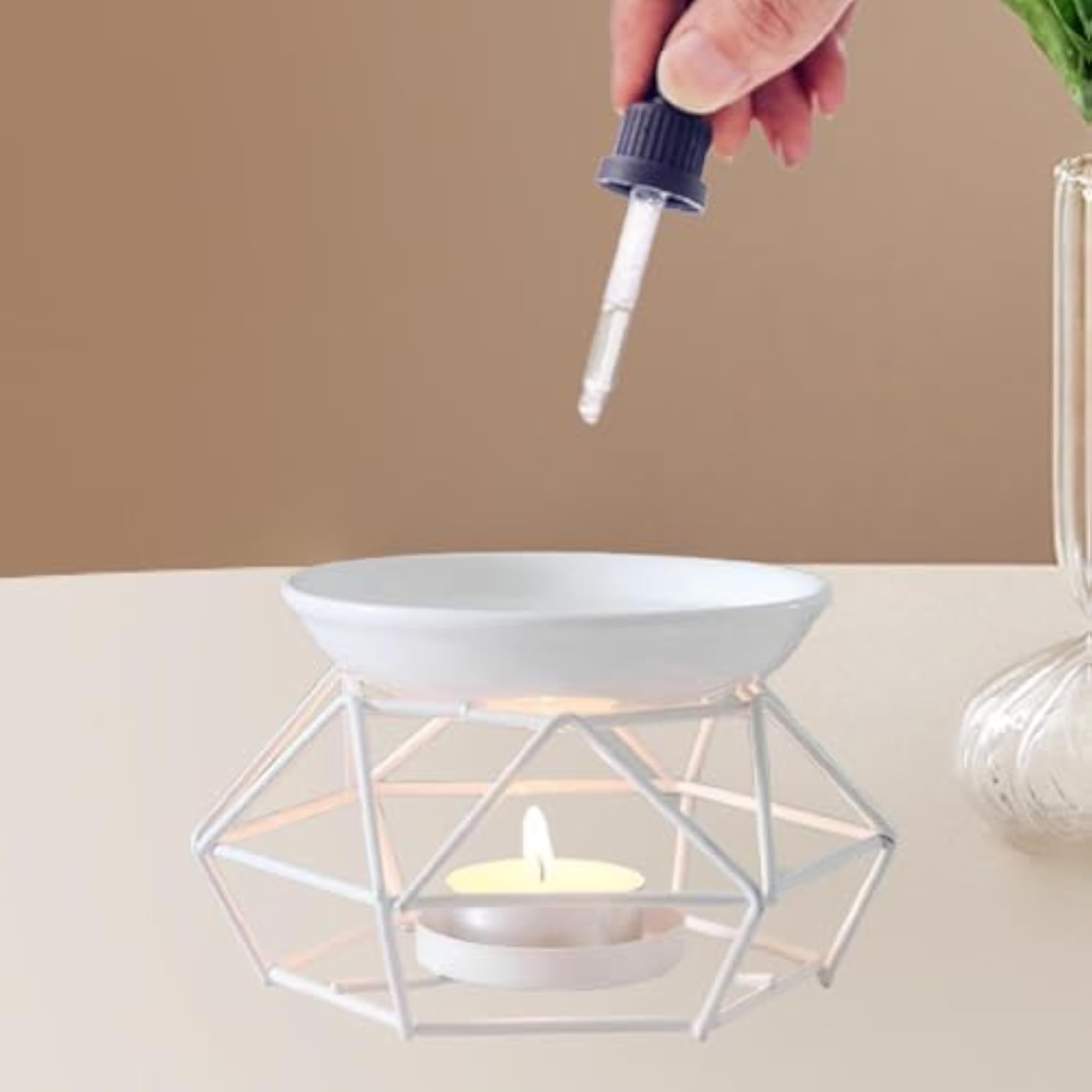 Tealight Holder Aroma Melt Warmer, White Gift