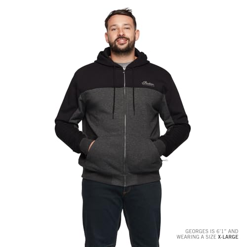 Indian Motorcycle Men's Colorblock Script Hoodie, Gray, Cotton and Polyester, Front and Back Embroidery - 28647784