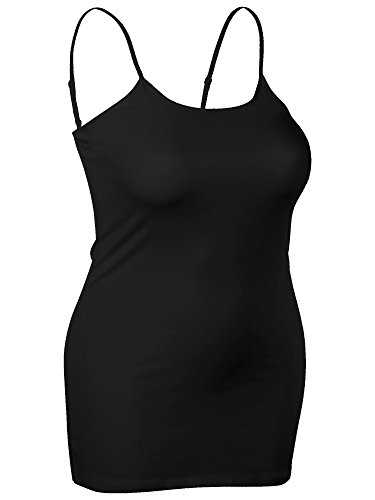 Emmalise Women's Basic Casual Long Camisole Adjustable Strap Cami Layering Top, Small, 3Pk Black, Hth Charcoal, White #TOP3