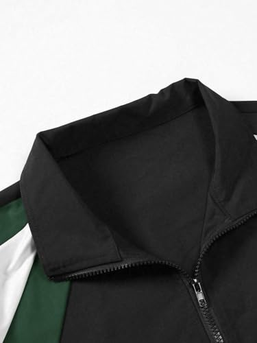 Image of SOLY HUX Men's Varsity Jacket Zipper Color Block Windbreaker Jackets Long Sleeve Coats Streetwear