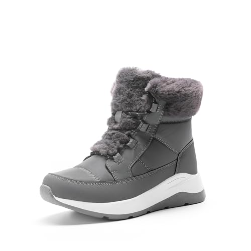 Image of DREAM PAIRS Women's Outdoor Winter Snow Boots | Women Winter Snow Boots, Faux Fur Waterproof Ankle Booties, Zaylee Ladies Slip Resistant Sole Comfortable Short Boots Outdoor