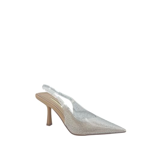 MODELISA - Zapato De Tacón Brillo Slingback con Punta Fina Transparente Vinilo para Mujer (Nude, Sistema Tallas Calzado EU, Adulto, Mujer, Números, Mediano, 35)