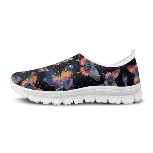 Image of Hummingbird Floral Print Lightweight Walking Shoes for Women Mesh Casual Sneakers Size 5-10.5