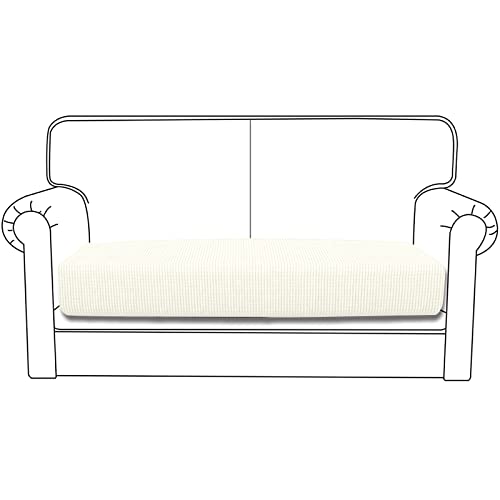 Dioxide Sofa Sitzkissenbezug High Stretch Sitzkissenschutz Elastischer Kissenbezüge Husse Überzug Bezug für Sofa Sitzkissen (Cremeweiß, 2 Sitzer) Cover