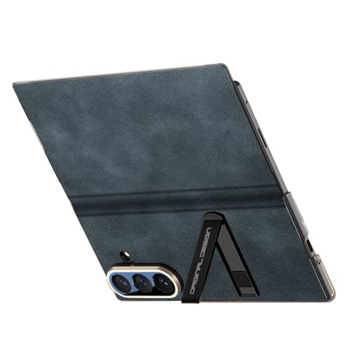 Protection Galaxy Z Fold 7 cuir bleu idéal pour vos vidéos avec béquille arrière