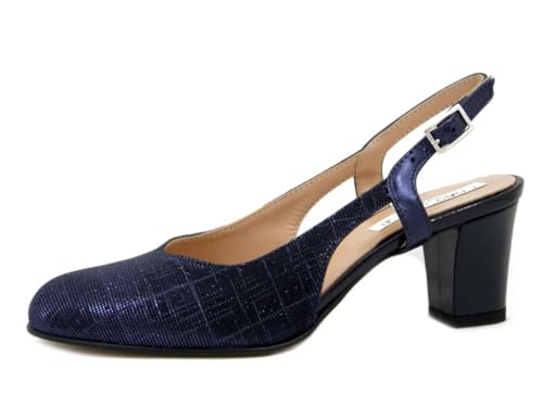 Sling back bleu pailleté : le decolleté parfait du bureau aux soirées