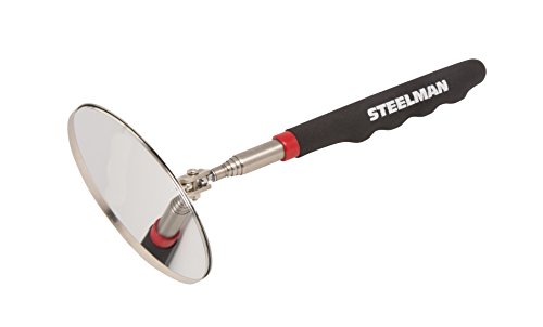 Steelman 29-Inch Telescoping Auto Inspection Mirror, Durable Steel, Articulating 3.25-Inch Round Mirror, Contoured Grip #TOP1