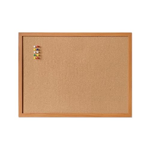 Cork Bulletin Board for Wall - 24” x 18” Bulletin Board Wall Mounted Wood Frame Message Board pin Board for School,Office and Home