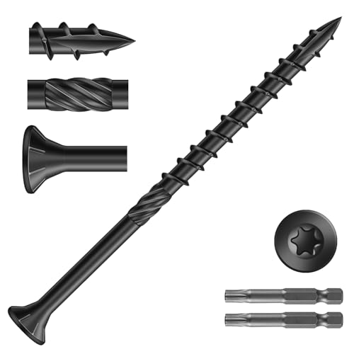 Image of #9 x 3 Inch Deck Screws (158Pcs) 2lb. Carbon Steel, Black, Flat Head, Rust Resistant epoxy Coated, with T25 Star Bit