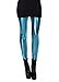 Produktbild ELLAZHU Damen Metallisch Dehnbar Kunstleder Leggings Einheitsgröße 2143 Blau