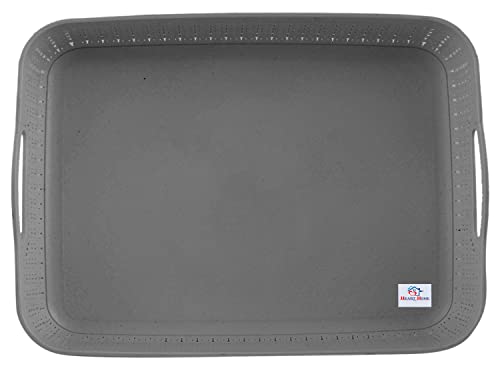 Image of Heart Home Q-3 Multiuses Designer Unbreakable Plastic Storage Basket /Organizer /Bin For Home, Kitchen, Bathroom, Office Use Pack of 4 (Grey)-50HH01463