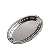 GIJMZY Edelstahl Teller Ovale Platte Aus Edelstahl, Eiförmig, Gedämpfter Fischteller, Goldplatte, Grill-Reis-Nudel-Teller(Style2)
