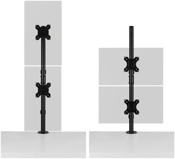 Kensington Stacked Monitor Mount with Vesa Mount, Vertical Dual Monitor Stand with Height Adjustable Handles, Pre-installed C-clamp Dual Monitor Arm for 2 Monitors Up To 32", 19.8lbs, Black (K53802WW)