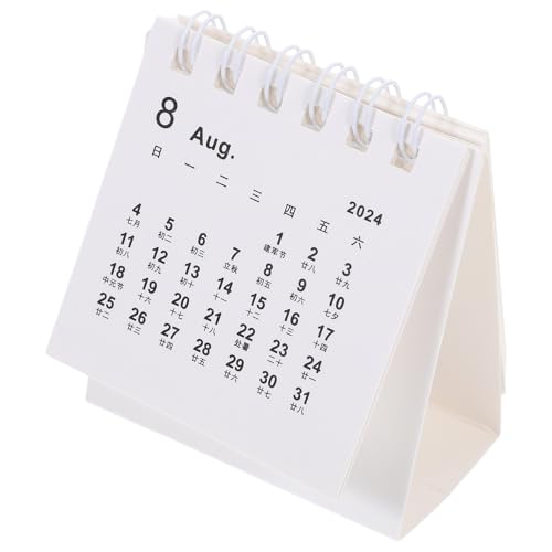 Holibanna Calendario de Escritorio Mensual 2024 Mini Compacto, Calendario Decorativo de Pie para Oficina y Hogar, Tamaño Pequeño, Diseño Sencillo, Accesorio Práctico para Organización