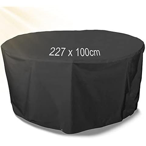 Transplant Garden Table Cover Waterproof Round Large - 227x100 Outdoor Garden Furniture Covers 420D Rattan Furniture Covers Anti UV Oxford Fabric for Patio Furniture Set Covers Cover