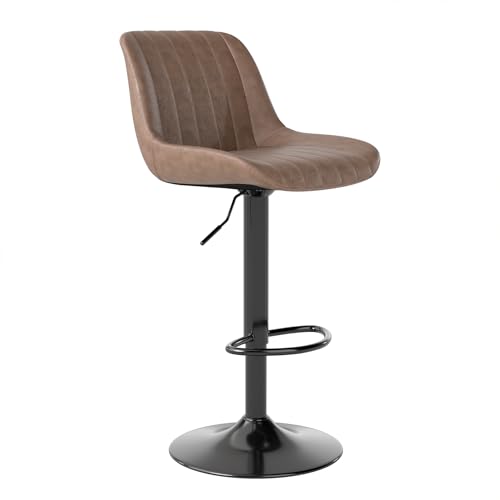 Image of Youhauchair Adjustable Faux Leather Bar Stools Set of 1, Brown2