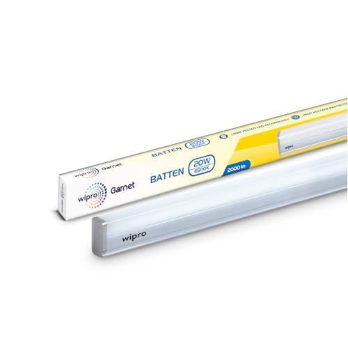 Wipro Garnet 20W LED Batten for Living Room & Bedroom | 2 Feet | Bright & Energy Efficient Tubelight for Home | Cool Day Light (6500K) with 2000 Lumen | Pack of 1