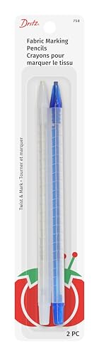 Dritz Fabric Marking Pencils, Water Soluble and Retractable, White & Blue