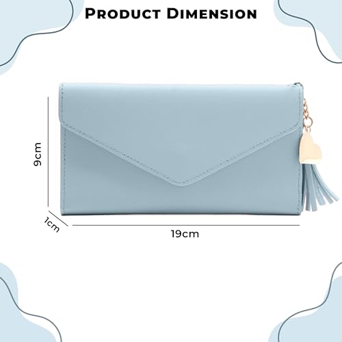 Image of Kraptick Women's Wallet -Stylish and Compact Purse Clutch Wallet, Stylish Card Coin Holder, Debit Card Holder, Money Organizer and Travel Wallet for Women with 13 Slots (Sky Blue)