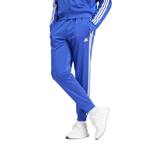 adidas Men's Essentials Warm-Up Tapered 3-Stripes Track Pants, Semi Lucid Blue/White, Medium2
