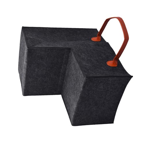 Laroal Treppenkorb, Filz-Treppen-Aufbewahrungskorb, Aufbewahrung, Treppenaufbewahrung, faltbar, L-förmig, Kunstledergriff, geeignet für Treppenaufbewahrung