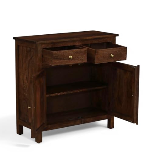 Image of Solid Wood Crockery Cabinet | Multipurpose Sideboard for Kitchen & Dining | Scratch-Resistant Tubaq Finish | Elegant Storage Solution
