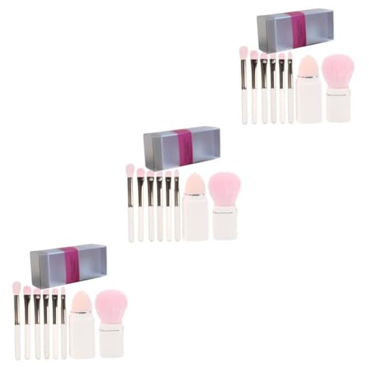 Baluue 3 Partidas Conjunto Pincel Maquiagem Inventar Corretivo Base Ferramentas Faciais Material Maquiagem Branco Quadrado Escova Sobrancelha Viagem Fibra Artificial